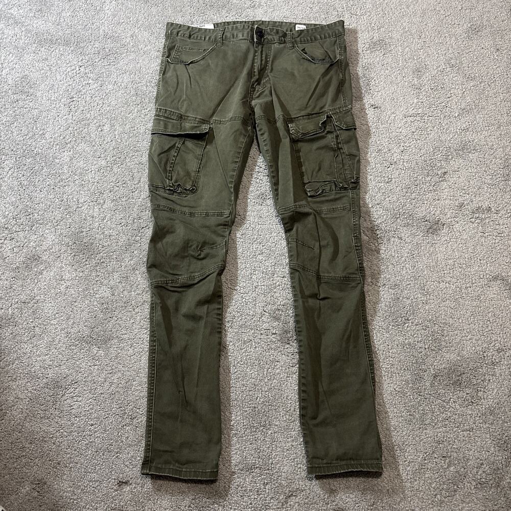 Smoke Rise Cargo Pant Men Tag 36x34 Olive Green Slim Double Knee